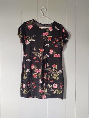 Vero Moda Black Floral Drawstring Mini Dress